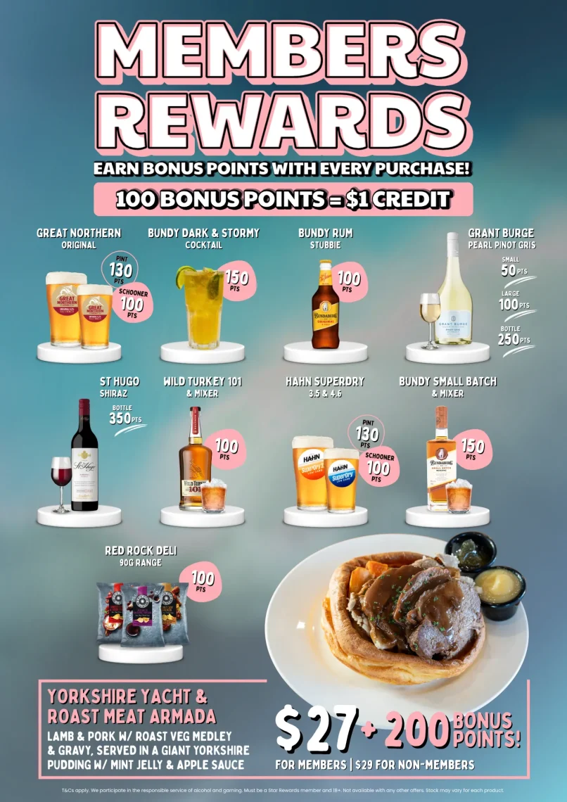 Earn points when you purchase a meal or drink from our Members Rewards!